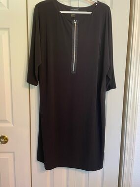 Lane Bryant Black Midi Dress with Front Zip